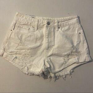 Forever 21 white jean Concert Shorts, mid rise, slim fit, size 28